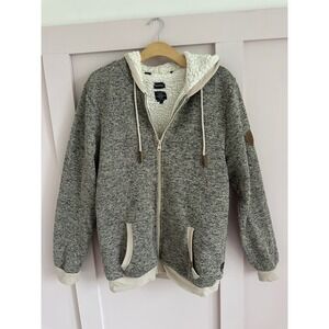Buffalo David Bitton Mens Sherpa Lined Zip Up Hoodie Marled Grey XL